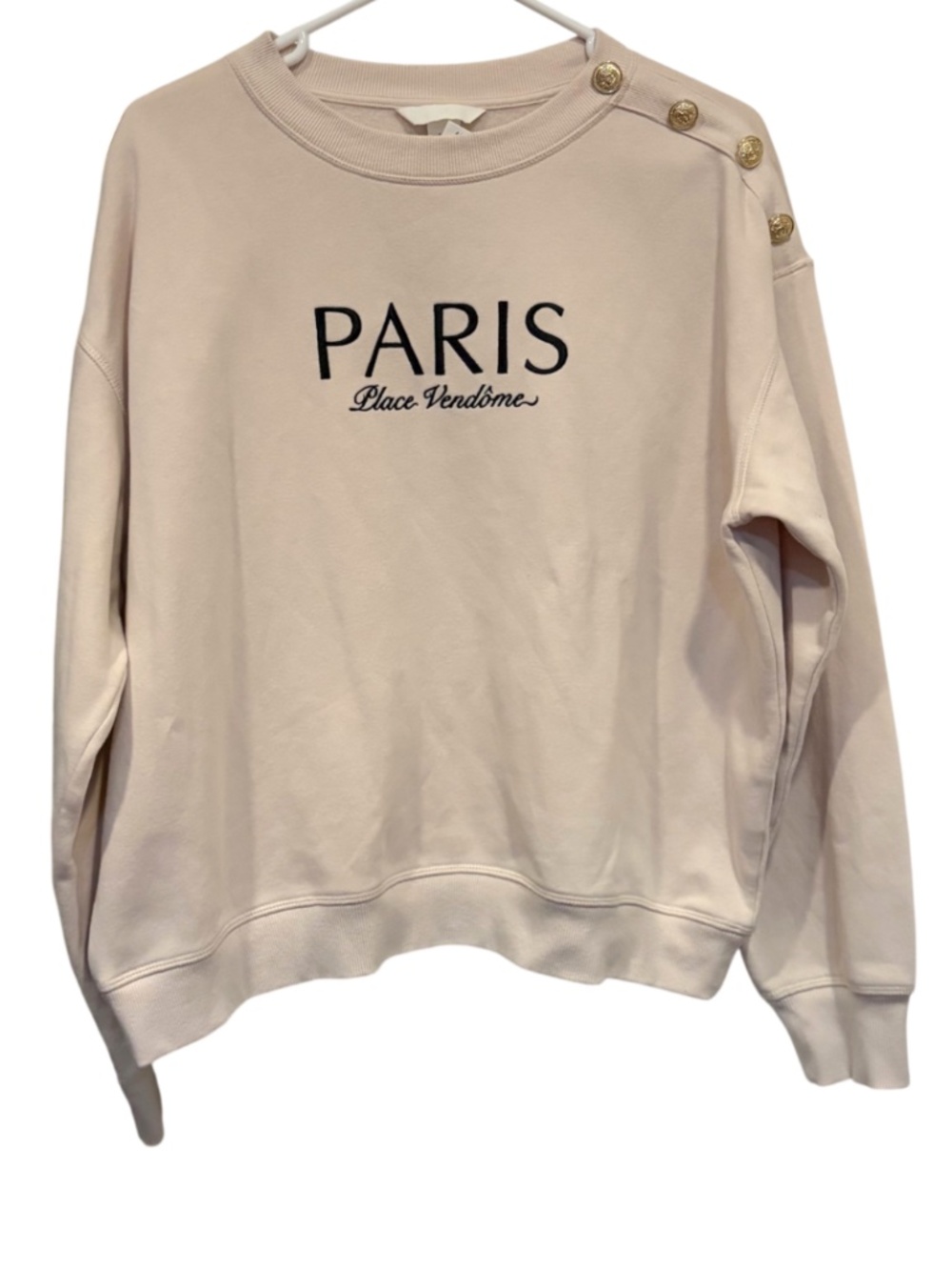 H&M Paris Place Vendome Gold Button Sweatshirt Crewneck